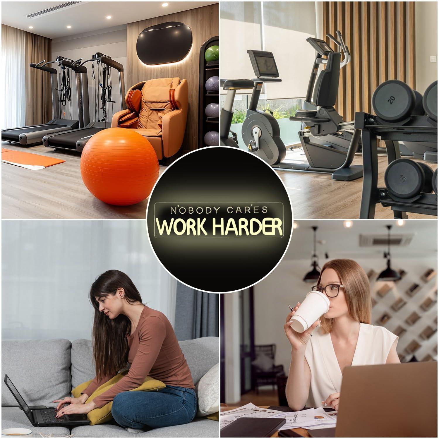 لا أحد يهتم - اعمل بجد - لافتة - مراجعة Home Gym Neon Sign وسعره
