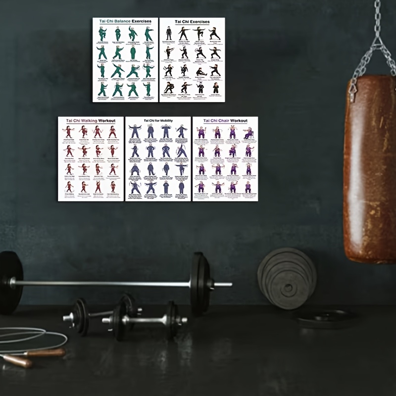 5 أوراق تمارين تاي تشي بحجم A4 - مراجعة Home Gym Routine وسعره