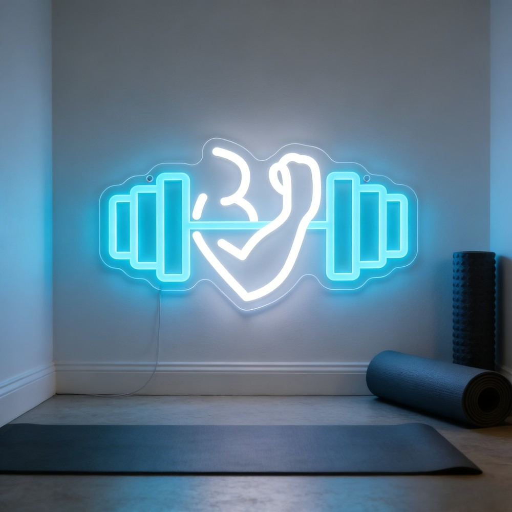 لافتة نيون LED بتصميم دمبل لعض - مراجعة Home Gym Neon Sign وسعره