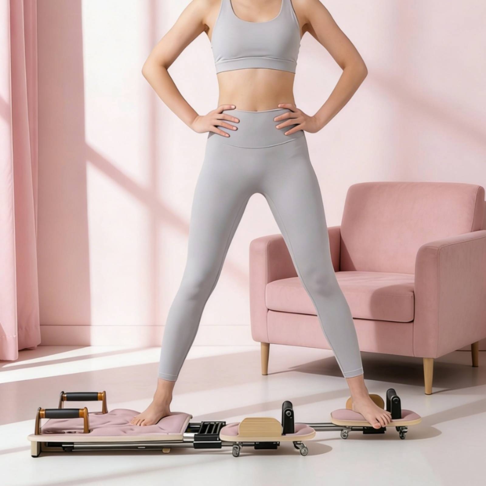 سرير بيلاتس ريفورمر مع لوح قدم - مراجعة Home Gym Portable وسعره